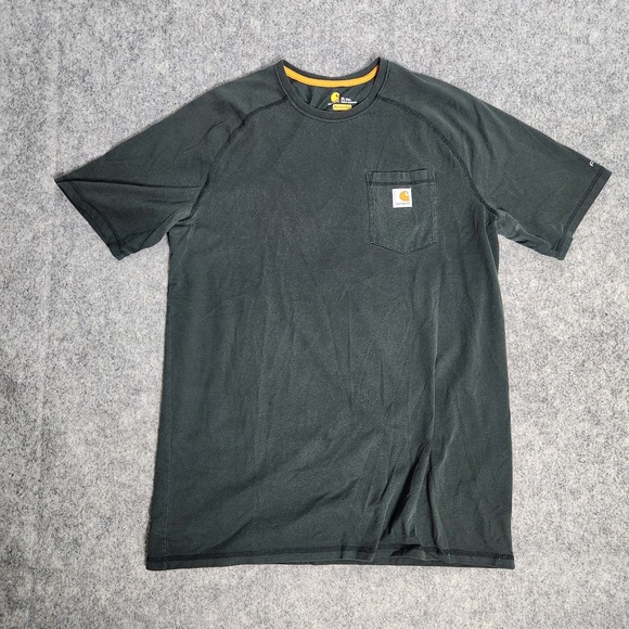 Carhartt Force Relaxed Fit Crew Neck Shirt Men XL Tall Gray Yellow Short Sleeve - Picture 1 of 6